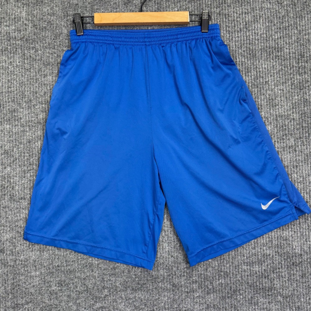 Nike Mens Dri-FIT Athletic Basketball Training Shorts Blue Swoosh